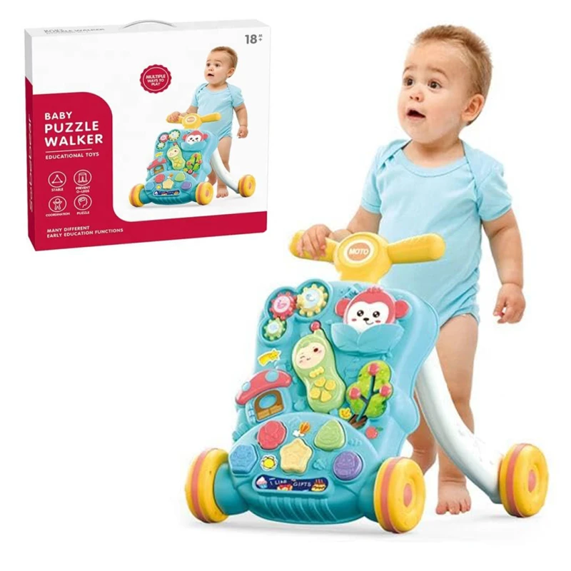 2-in-1 Baby Puzzle Walker, Early Learning Activity Center, Multifunctional Removable Play Panel, Educational Toy